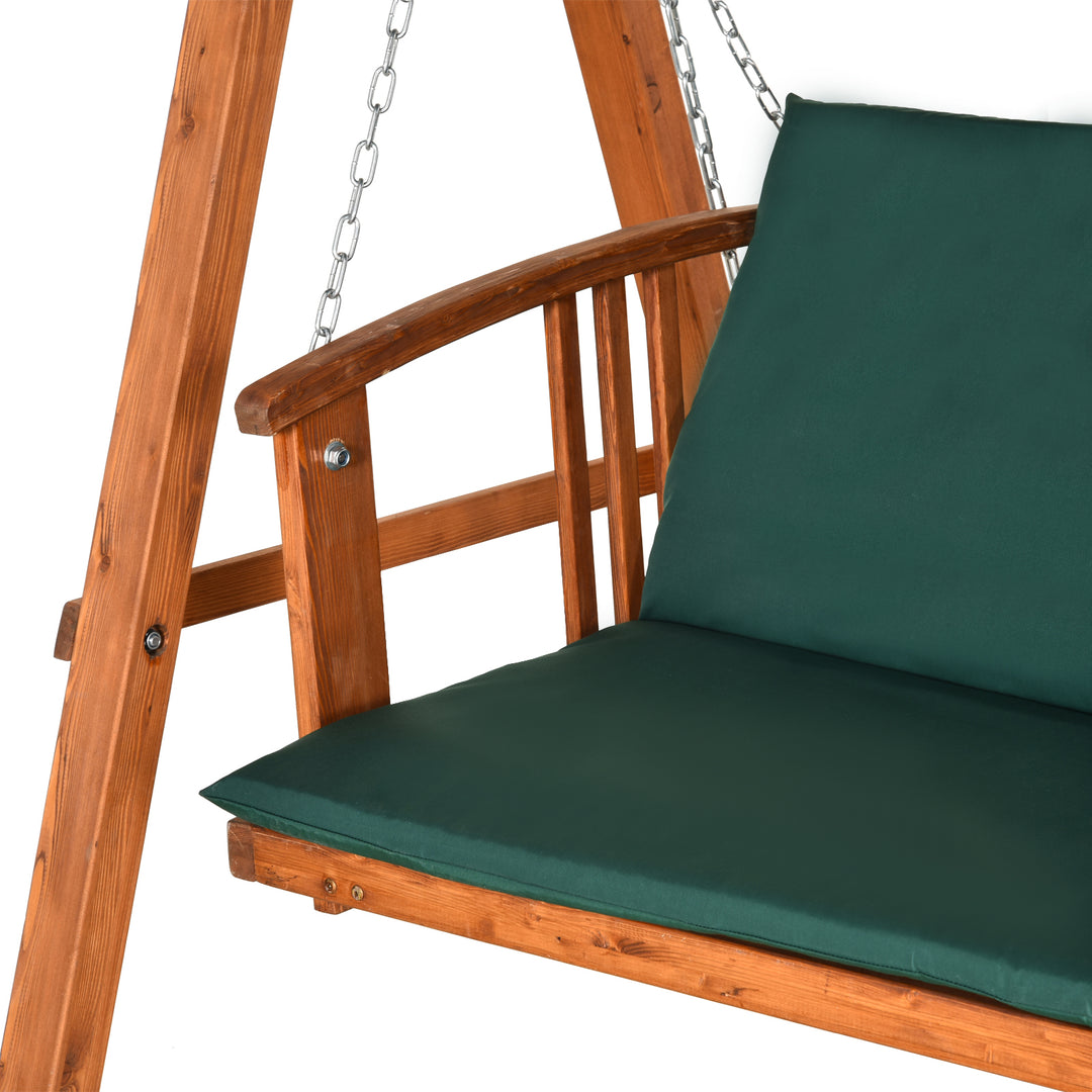 Outsunny Wooden Garden 3-Seater Outdoor Swing Chair