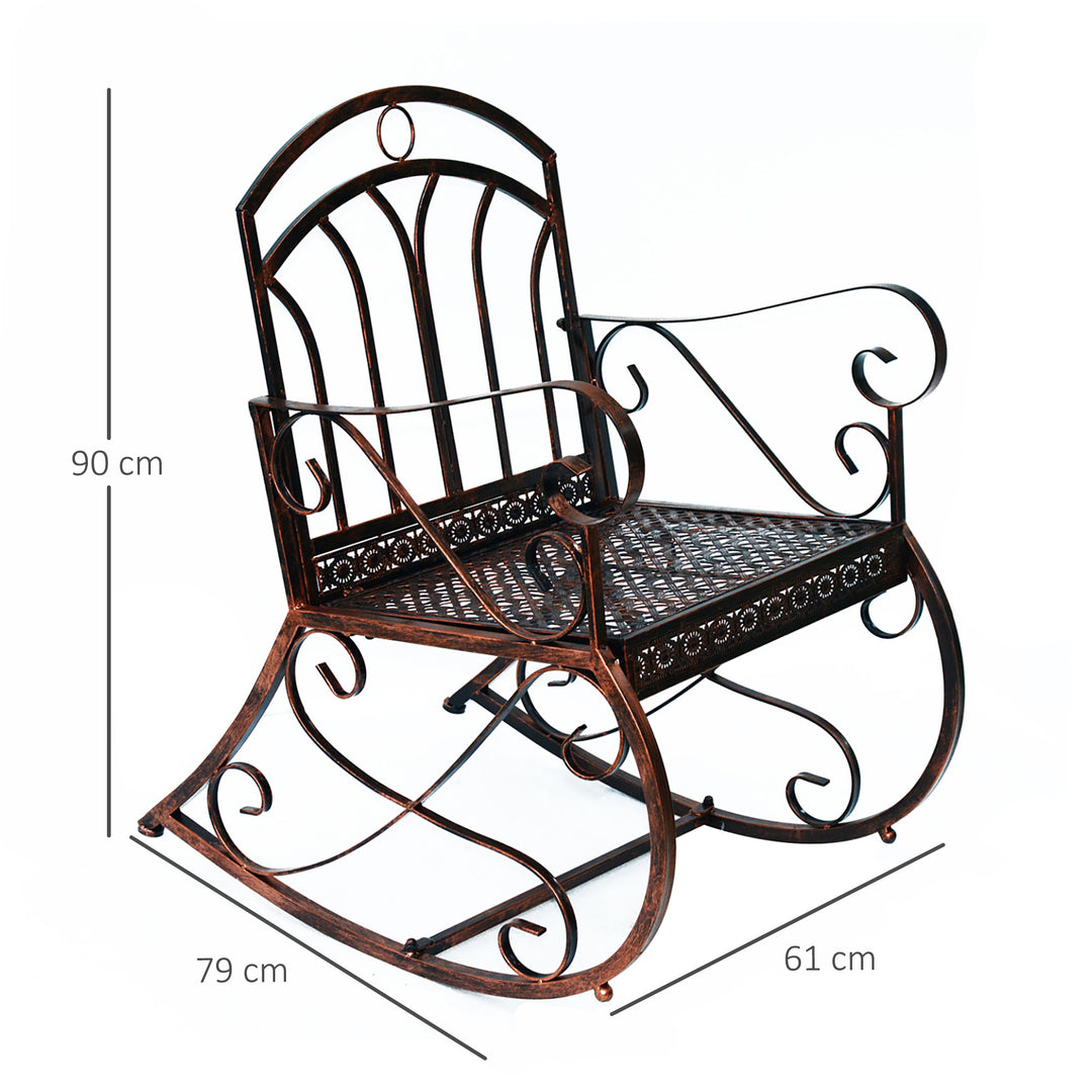 Metal Single Chair 1 Seater Garden Outdoor Rocking Chair Vintage Style Bronze