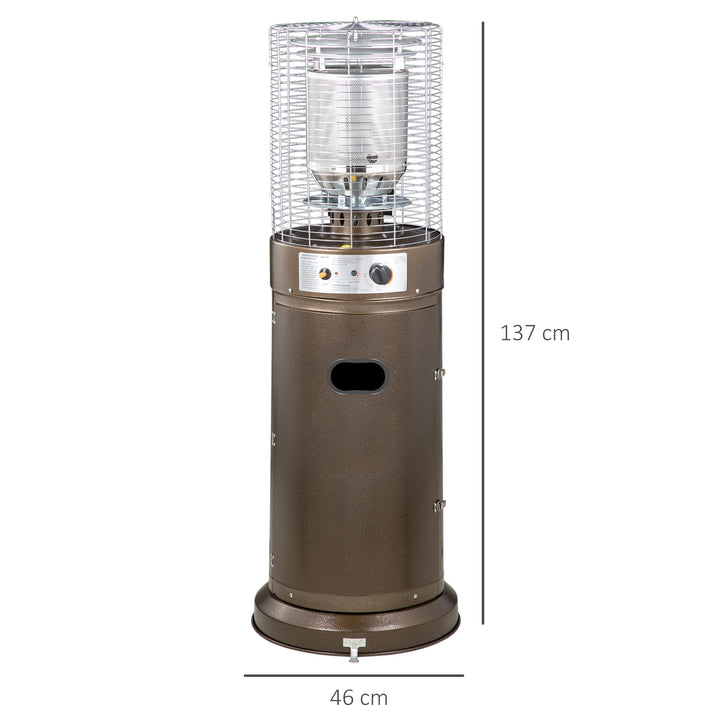 Patio Bullet Heater Gas Glass Tube Electronic Ignition Floor Standing Stainless Steel
