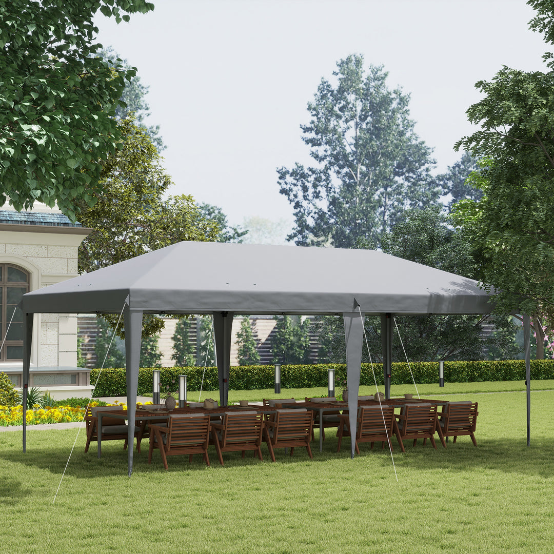 3 x 6 m Pop Up Gazebo, Foldable Canopy Tent, Height Adjustable Wedding Awning Canopy w/ Carrying Bag, Grey