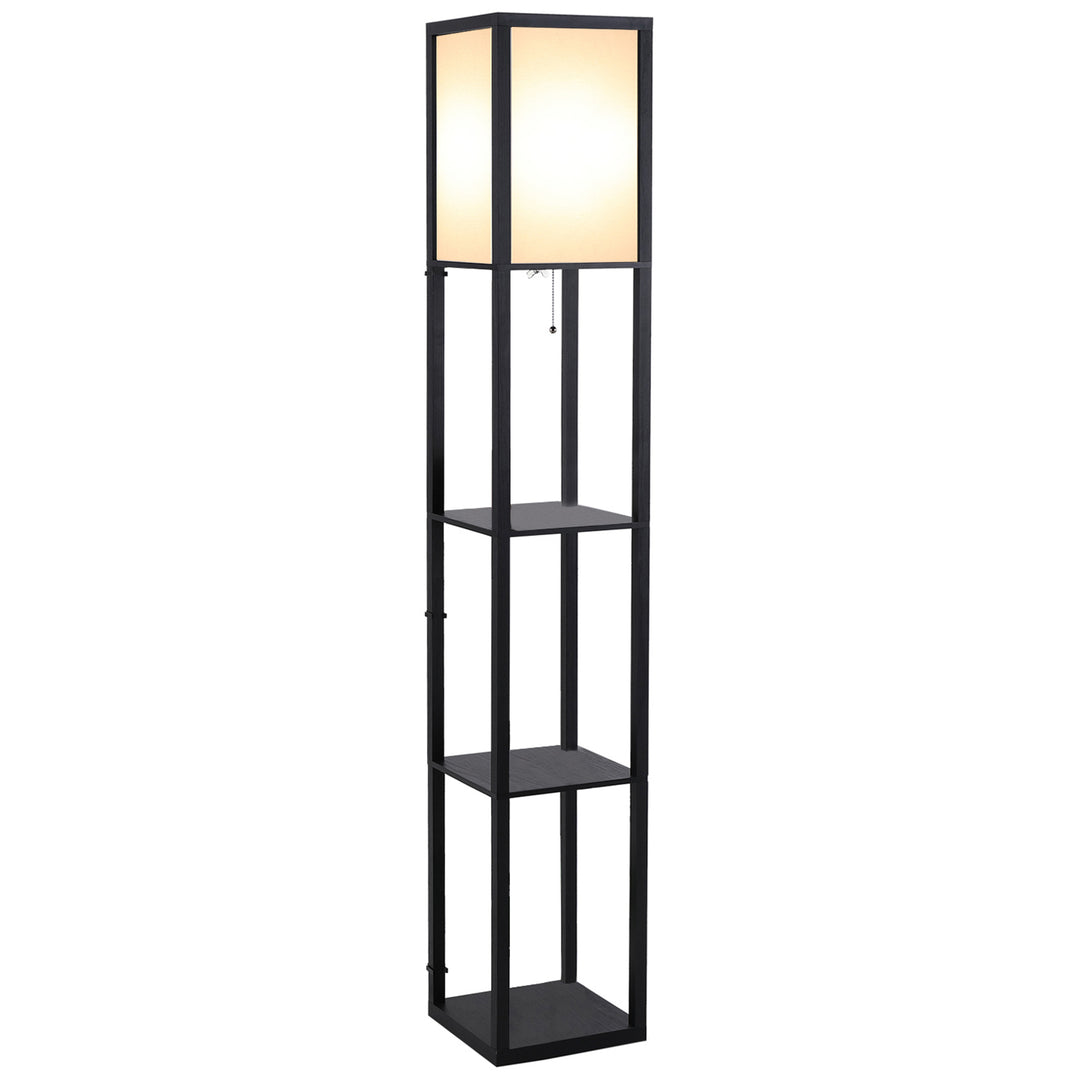 Modern Shelf Floor Lamp Soft Light 4-tier Open Shelves Living Room Storage Display