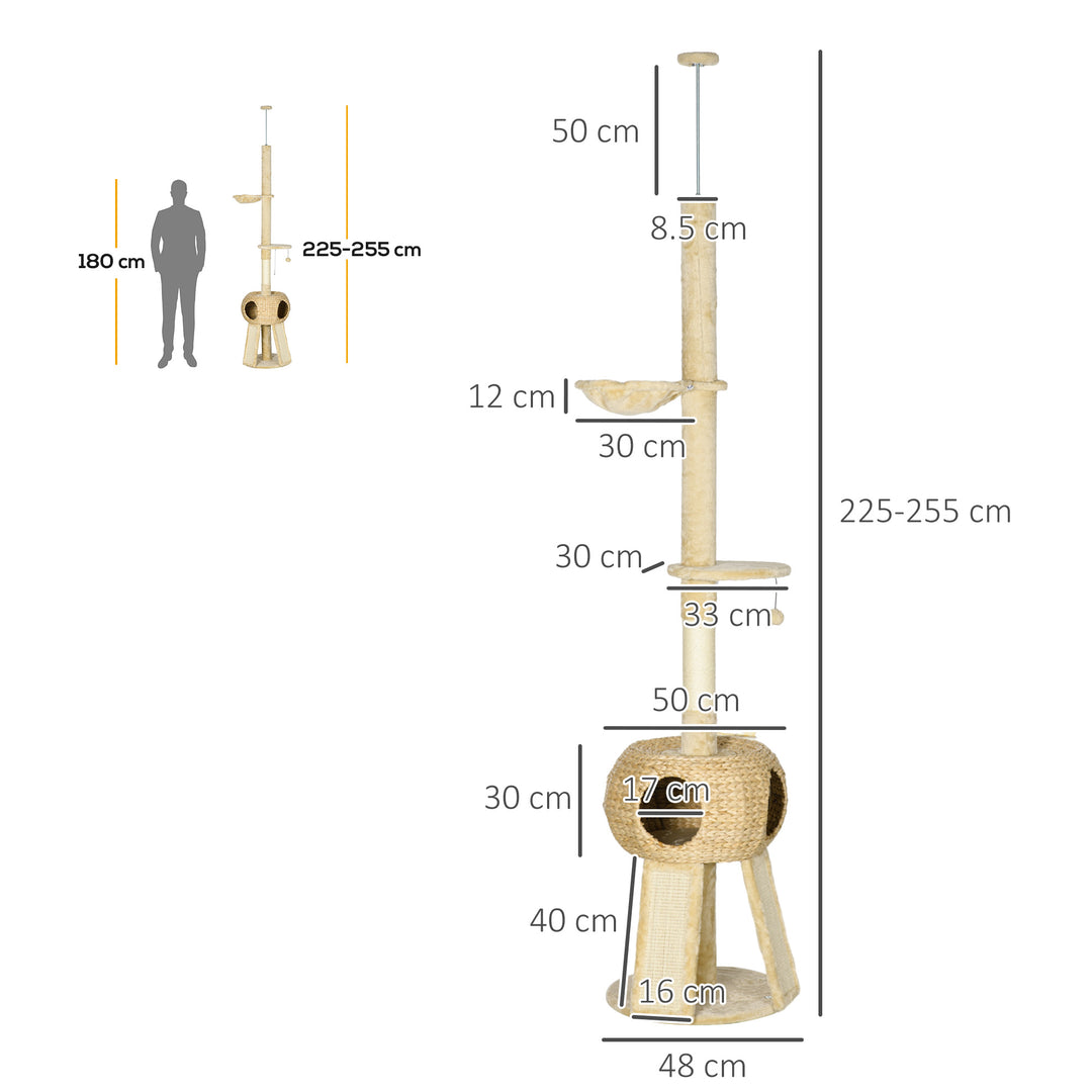 Cat Tree Tower for Indoor Cats, with Scratching Post-Beige