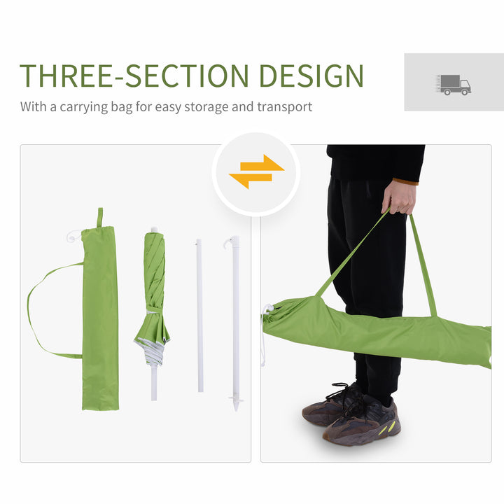 Tilted Steel Frame Beach Parasol- Green