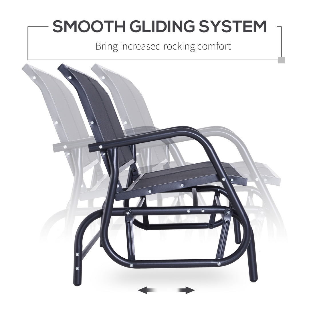 Outdoor Glider Bench Patio Double Swing Gliding Chair - Black