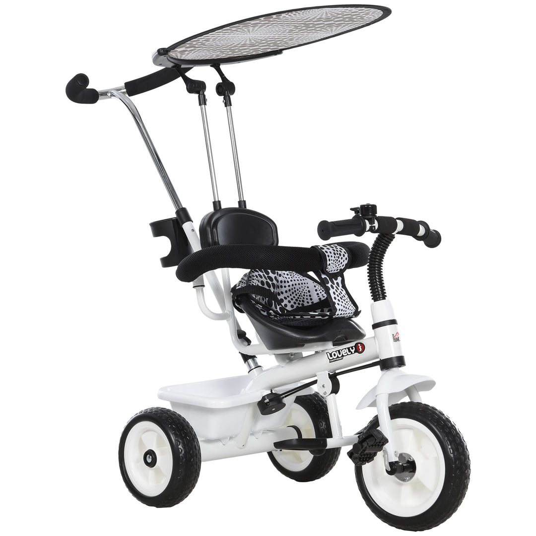 Baby Tricycle W/Handle-White/Black