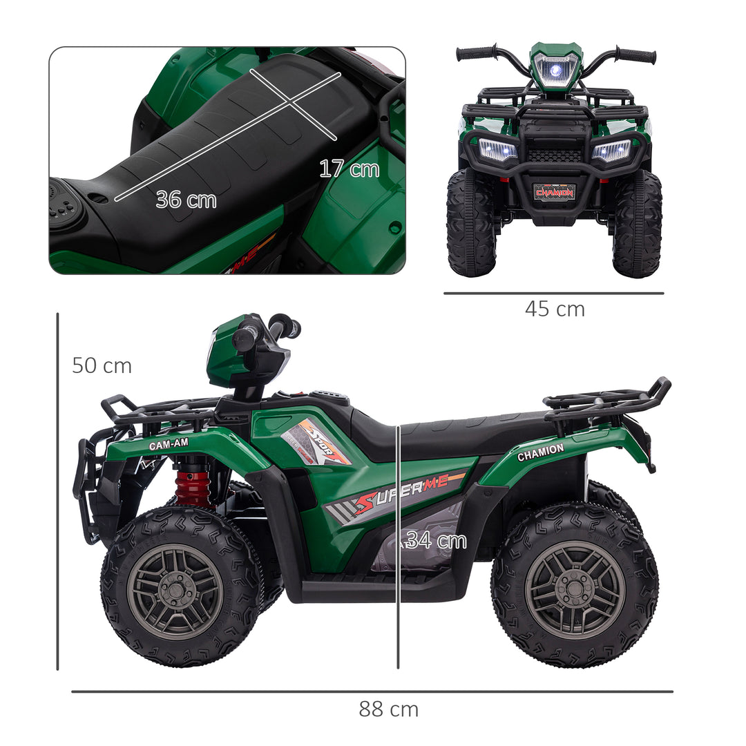 12V Kids Quad Bike with Forward Reverse Functions, Ages 3-5 Years - Green