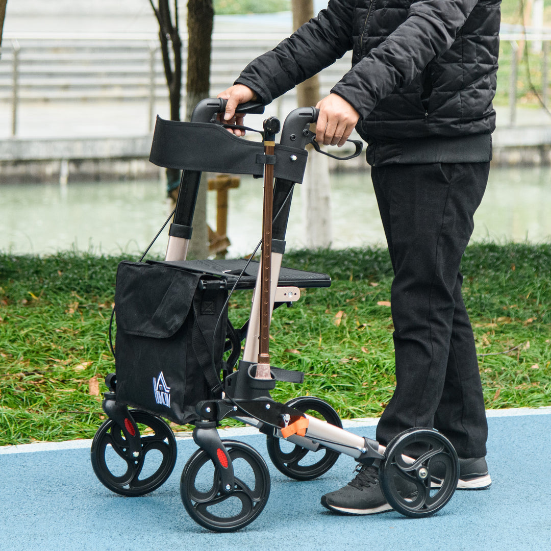 Rollator with Seat and Back, Folding Mobility Walker