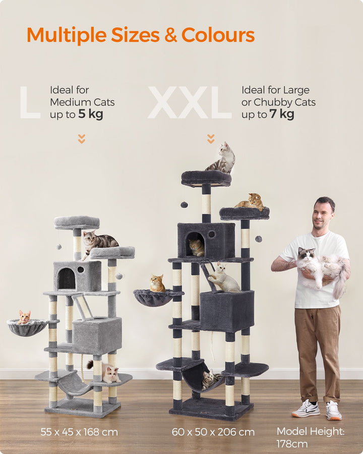 Light Grey Tall Cat Tree Activity Centre