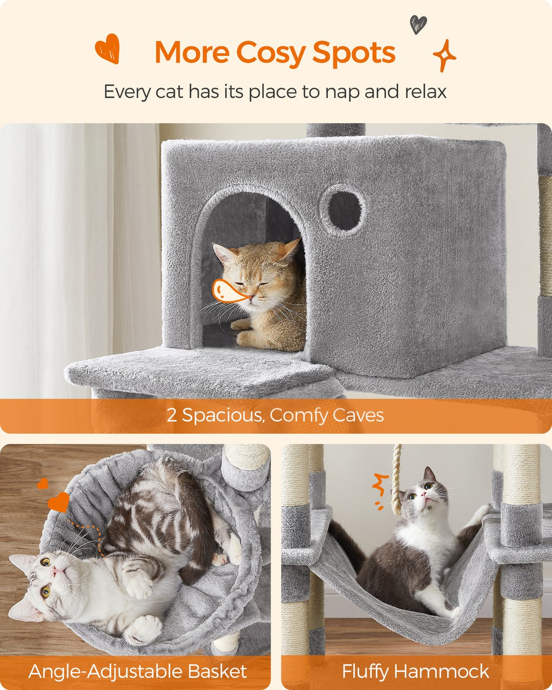 Light Grey Tall Cat Tree Activity Centre