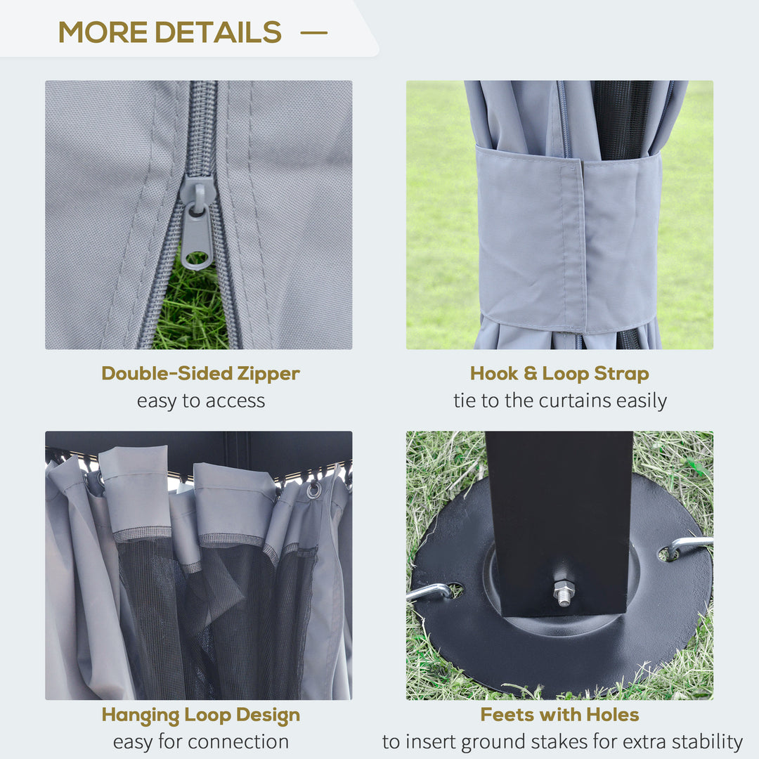 Outsunny 4 x 3(m) Outdoor Gazebo Canopy Party Tent Garden Pavilion Patio Shelter with Curtains, Netting Sidewalls, Grey