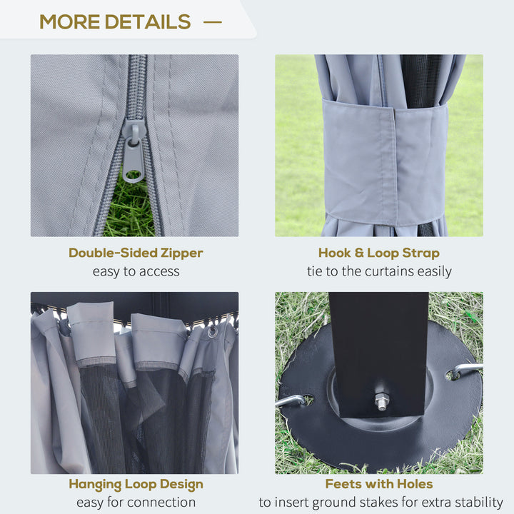 Outsunny 4 x 3(m) Outdoor Gazebo Canopy Party Tent Garden Pavilion Patio Shelter with Curtains, Netting Sidewalls, Grey