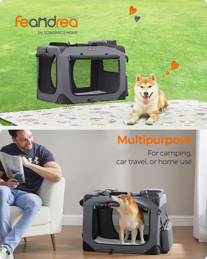 28 Inches Collapsible Soft Dog Crate - Gray
