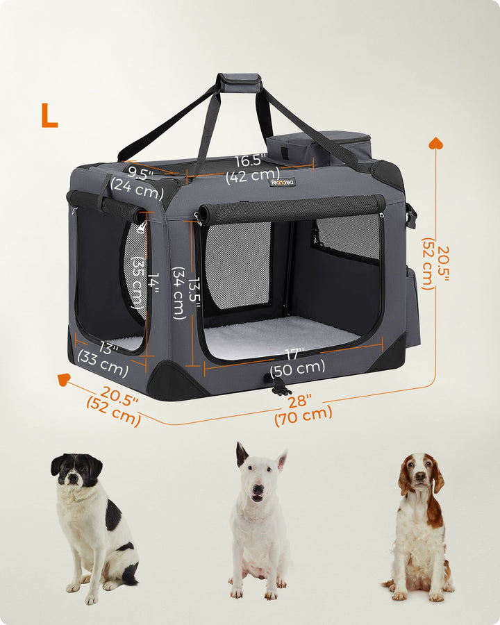 28 Inches Collapsible Soft Dog Crate - Gray