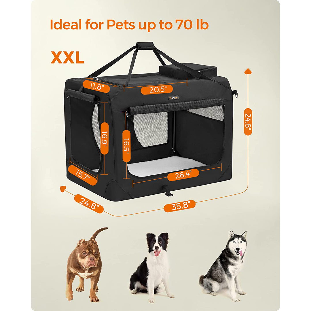 36 Inches Collapsible Soft Dog Crate - Black
