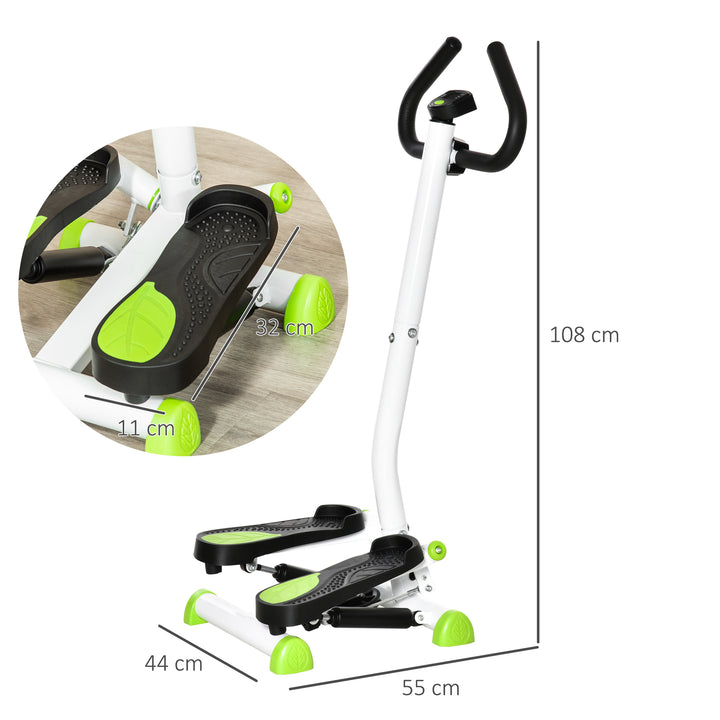 Adjustable Stepper Aerobic Ab Exercise Fitness Workout Machine with LCD Screen & Handlebars, White