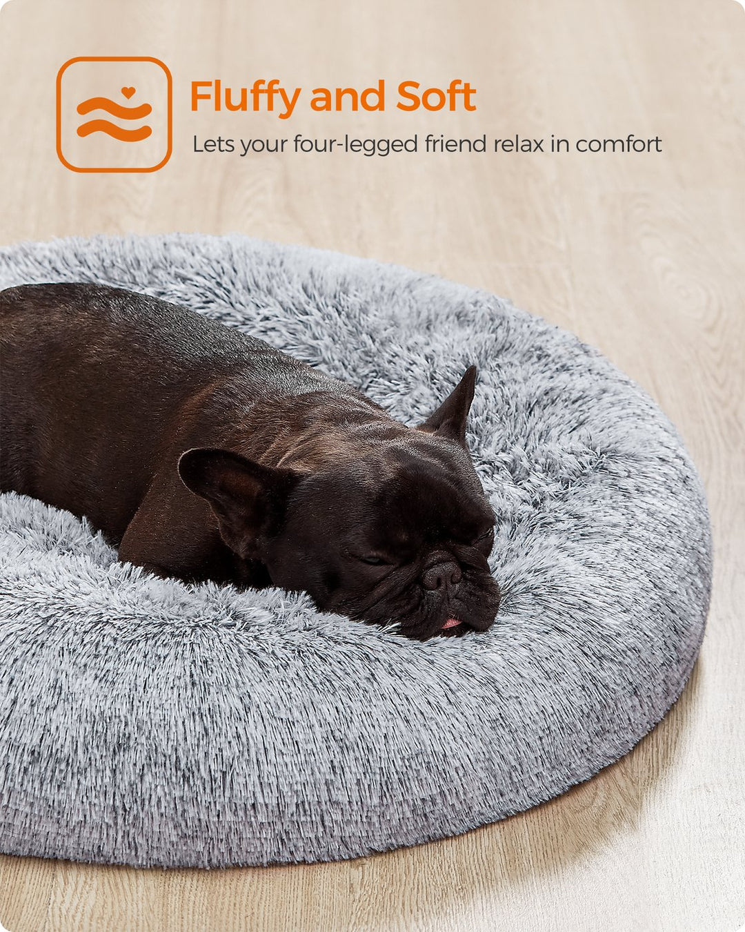Gray Dog Bed with Removable Inner Cushion