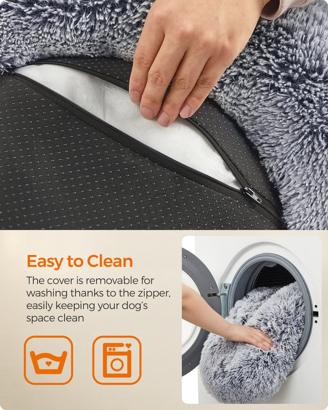 Gray Dog Bed with Removable Inner Cushion