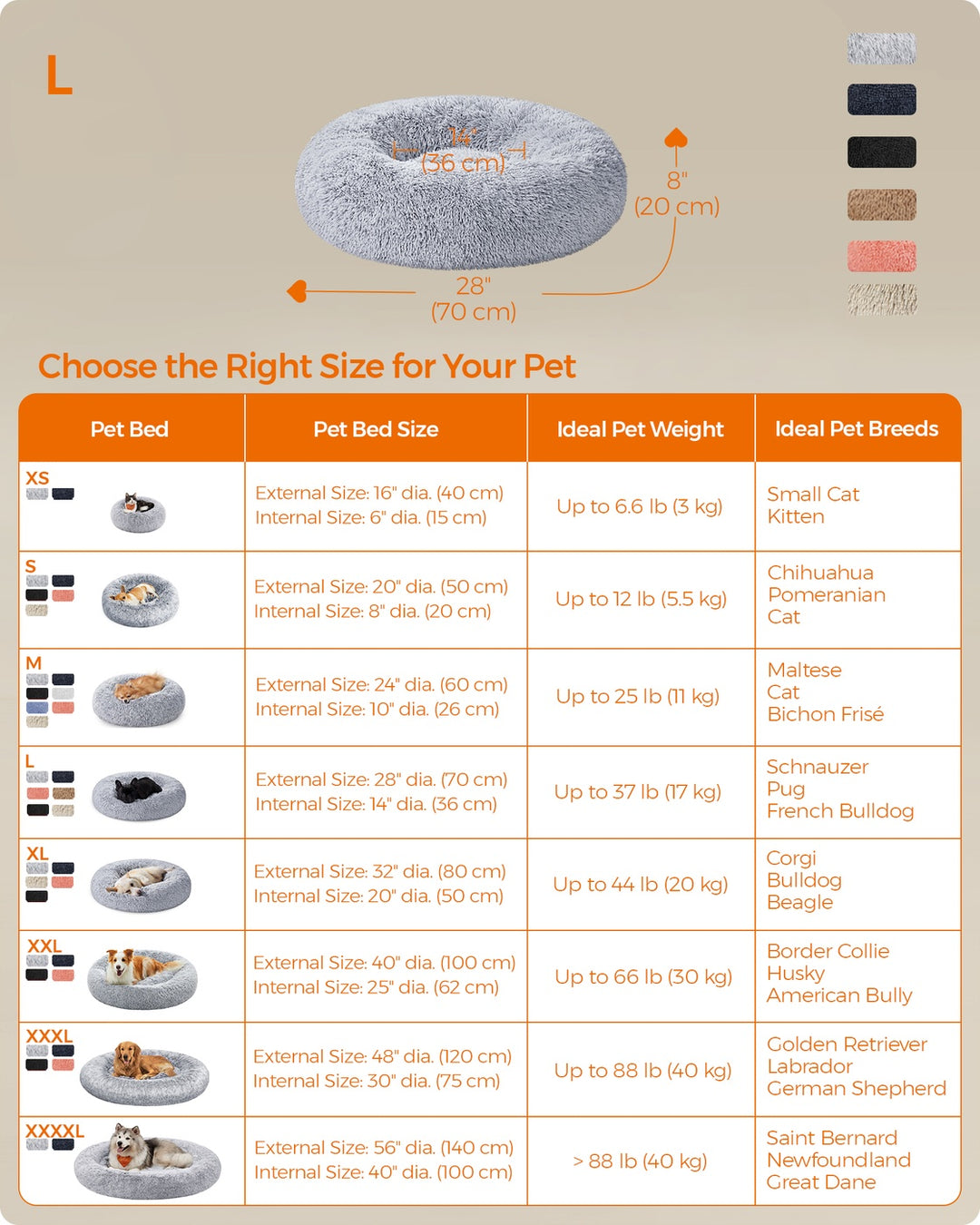 Gray Dog Bed with Removable Inner Cushion