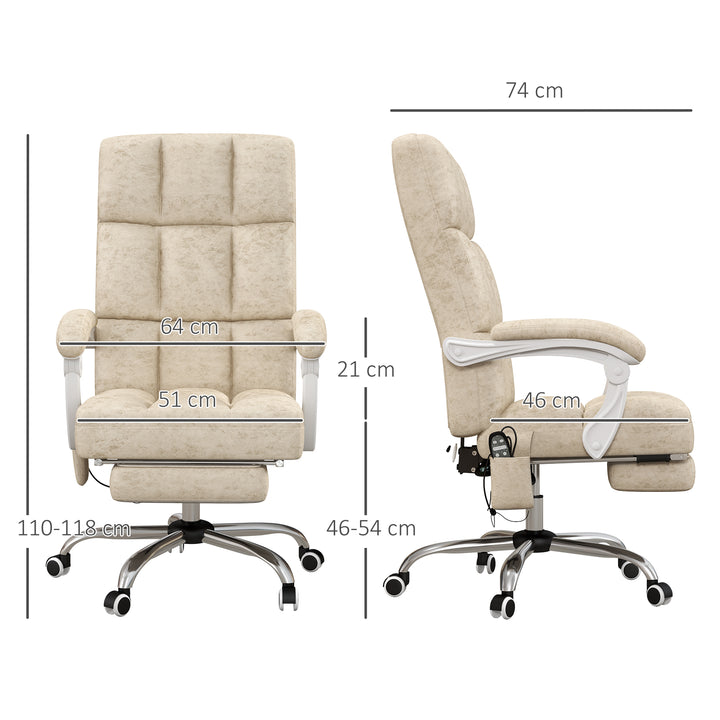 Vinsetto Executive Vibration Massage Office Chair, Microfibre Computer Chair with Armrest, 135° Reclining Back, Beige