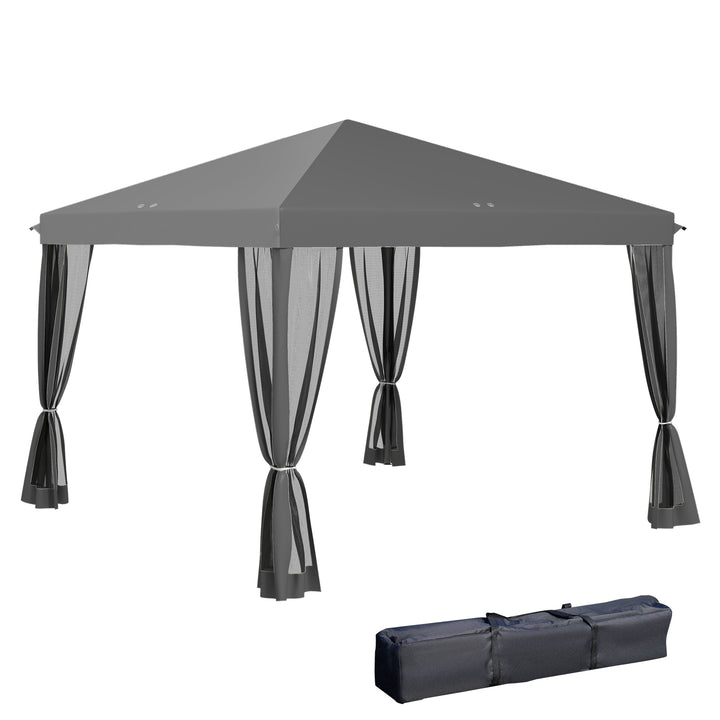 3 x 3 m Pop Up Gazebo, Garden Tent with Removable Mesh Sidewall Netting, Carry Bag for Backyard Patio Outdoor Light Grey