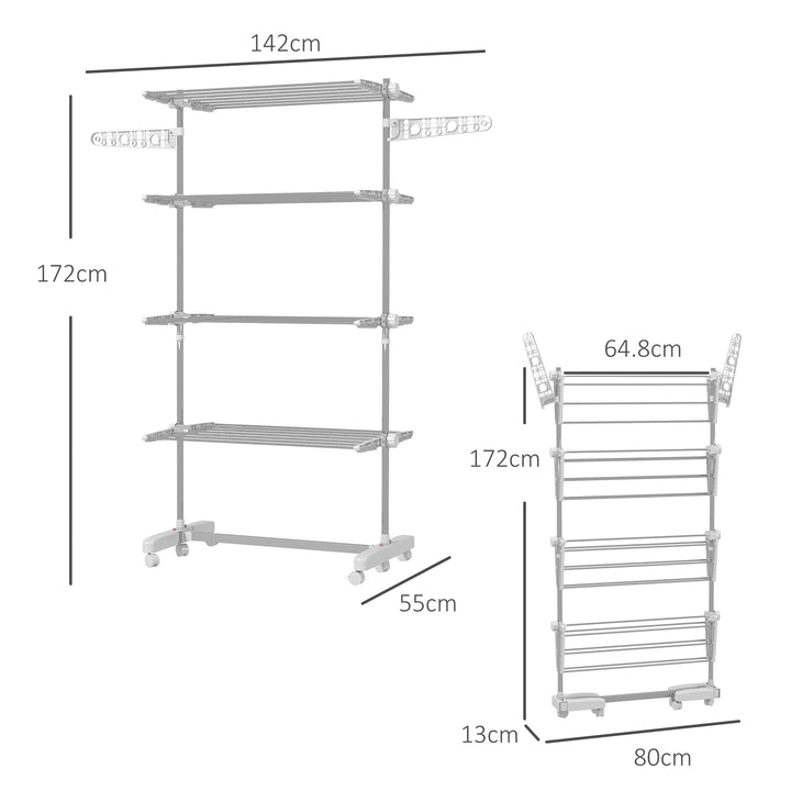 Folding Cloth Rail Adjustable Garment Rack With Wheels (4 Layer)