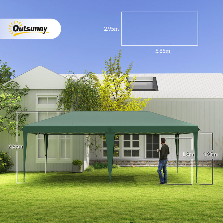 Outsunny Pop Up Gazebo, Double Roof Foldable Canopy Tent, Wedding Awning Canopy w/ Carrying Bag, 6 m x 3 m x 2.65 m, Green