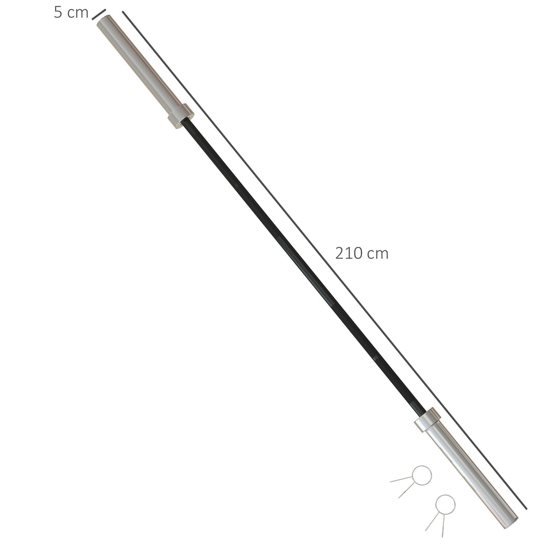 Olympic Barbell Bar for 2"/5cm Weight Plates with Spring Clips, Home Gym Weight Lifting Bar, 210cm