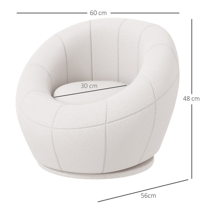 Modern Accent Chair, Swivel Upholstered Armchair for Living Room, Bedroom, Home Office, White