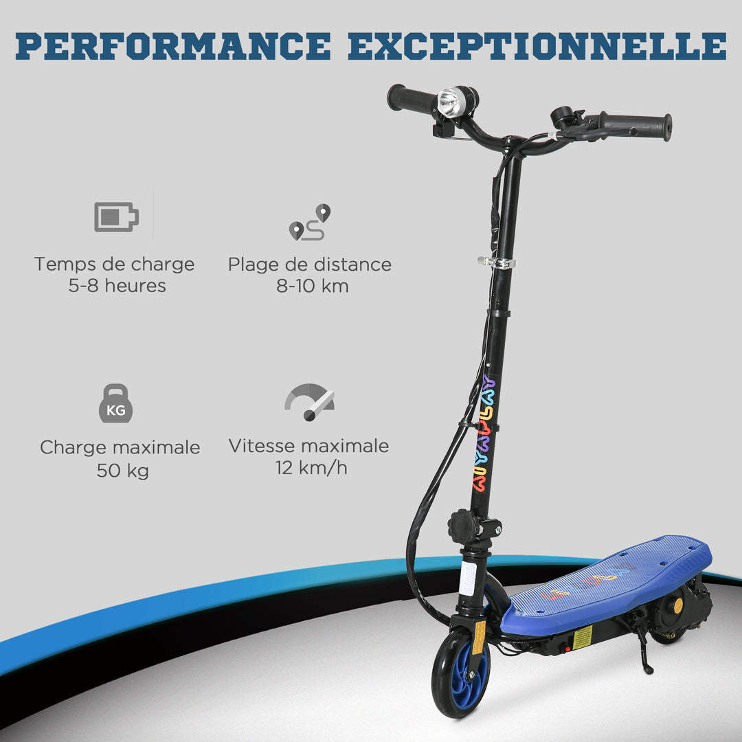 Foldable Electric Scooter, with LED Headlight, for Ages 7-14 Years - Blue