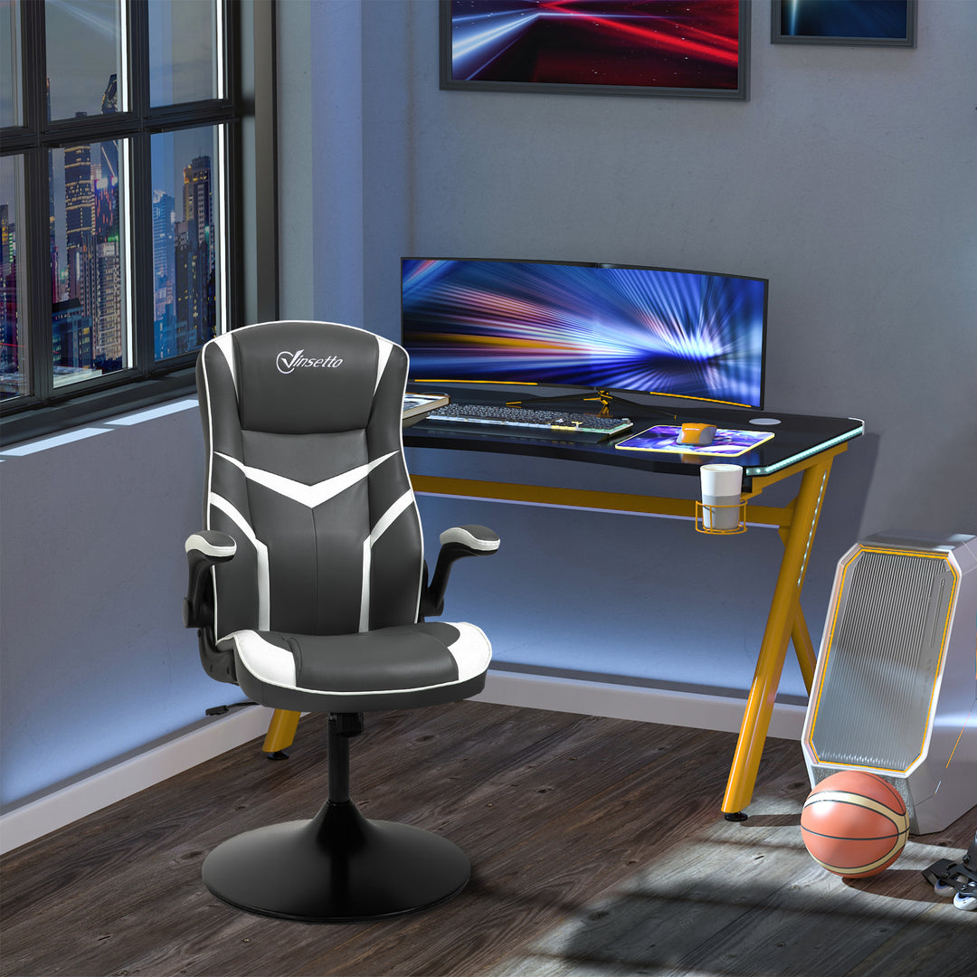 Vinsetto Video Best Gaming Chair Computer Chair, Playseat with Adjustable Height, Swivel Base, Desk Chair, PVC Leather Swivel Chair, Grey