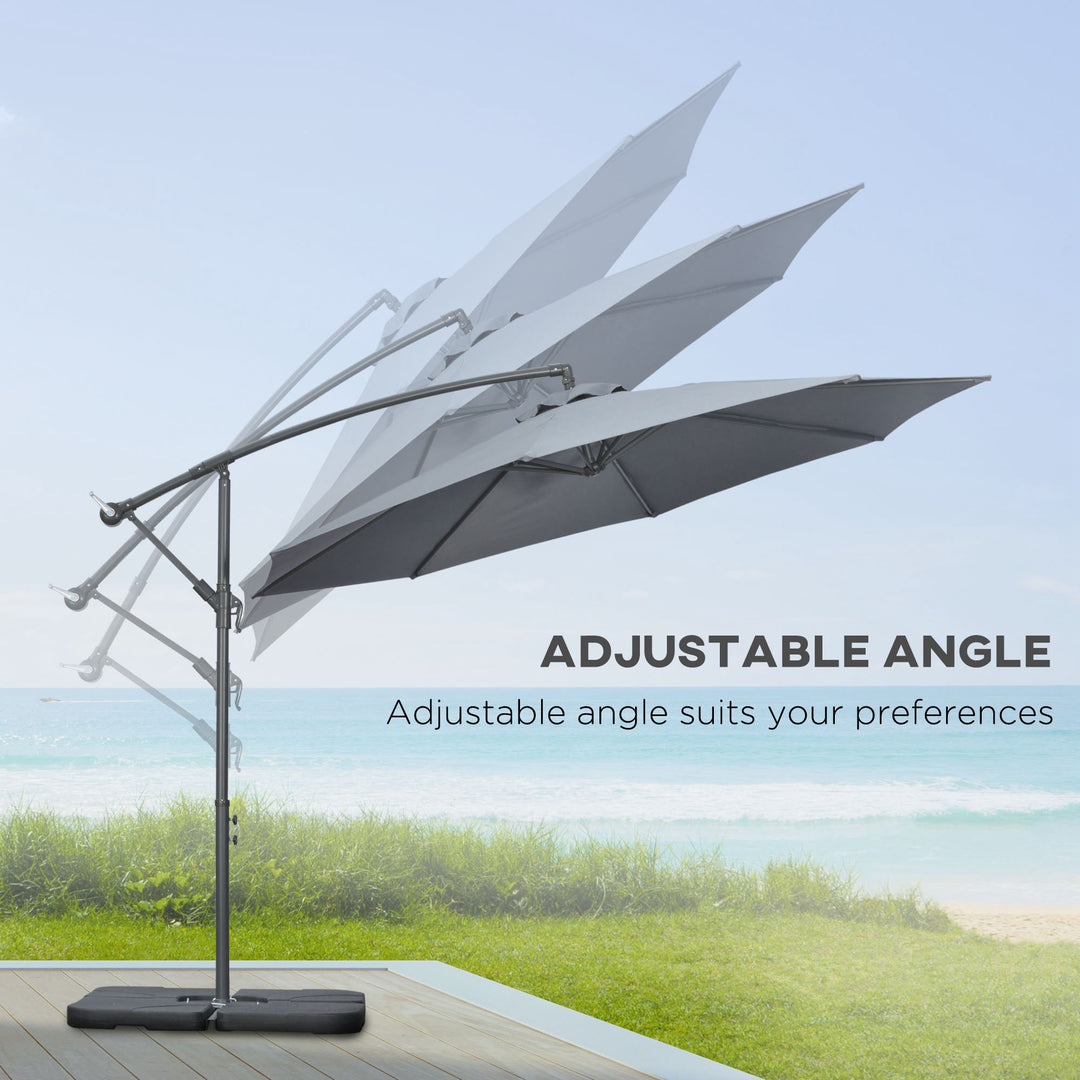 3(m) Garden Parasol Sun Shade Banana Umbrella Cantilever with Crank Handle, Cross Base Dark Grey