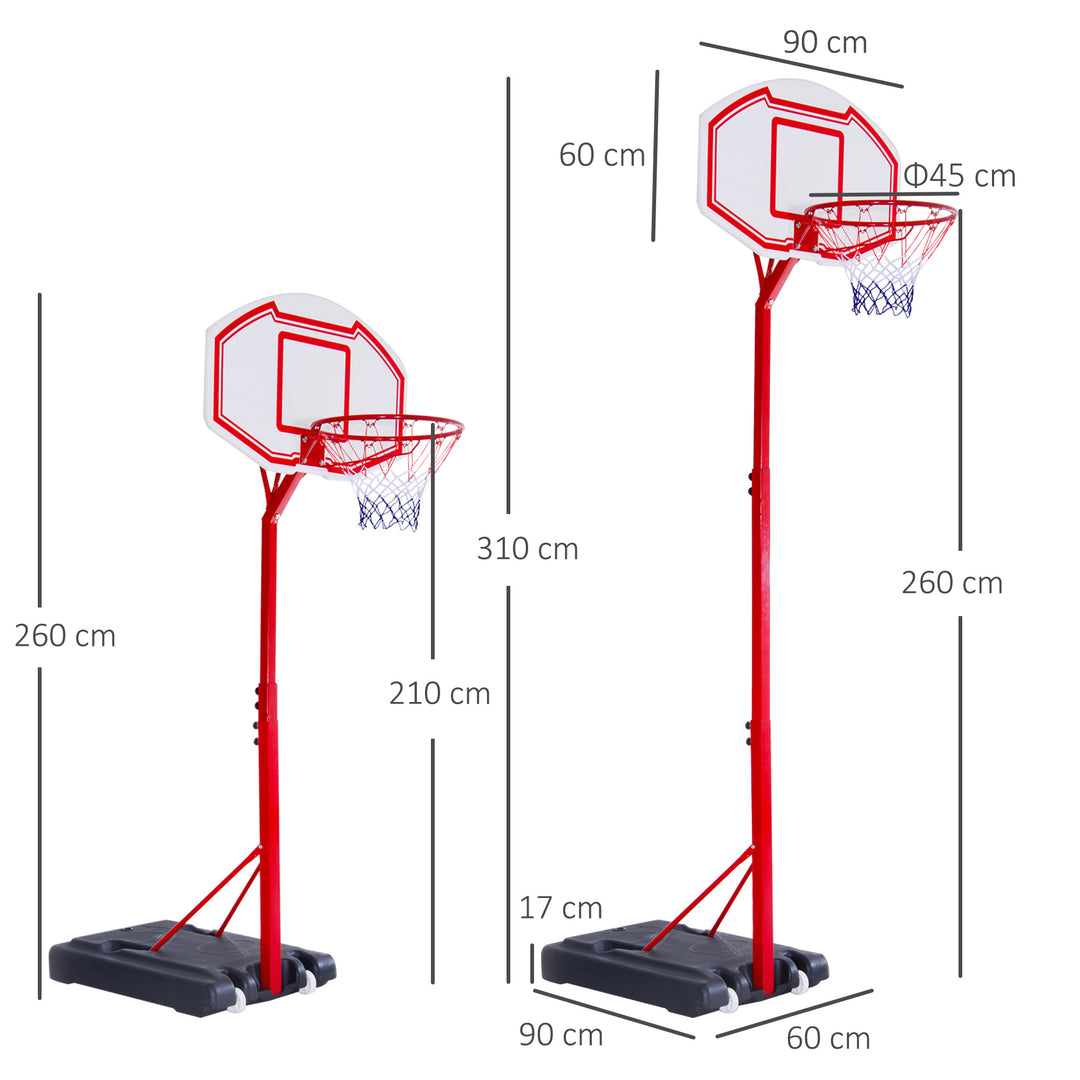 Steel Basketball Stand Height Adjustable Hoop Backboard Red