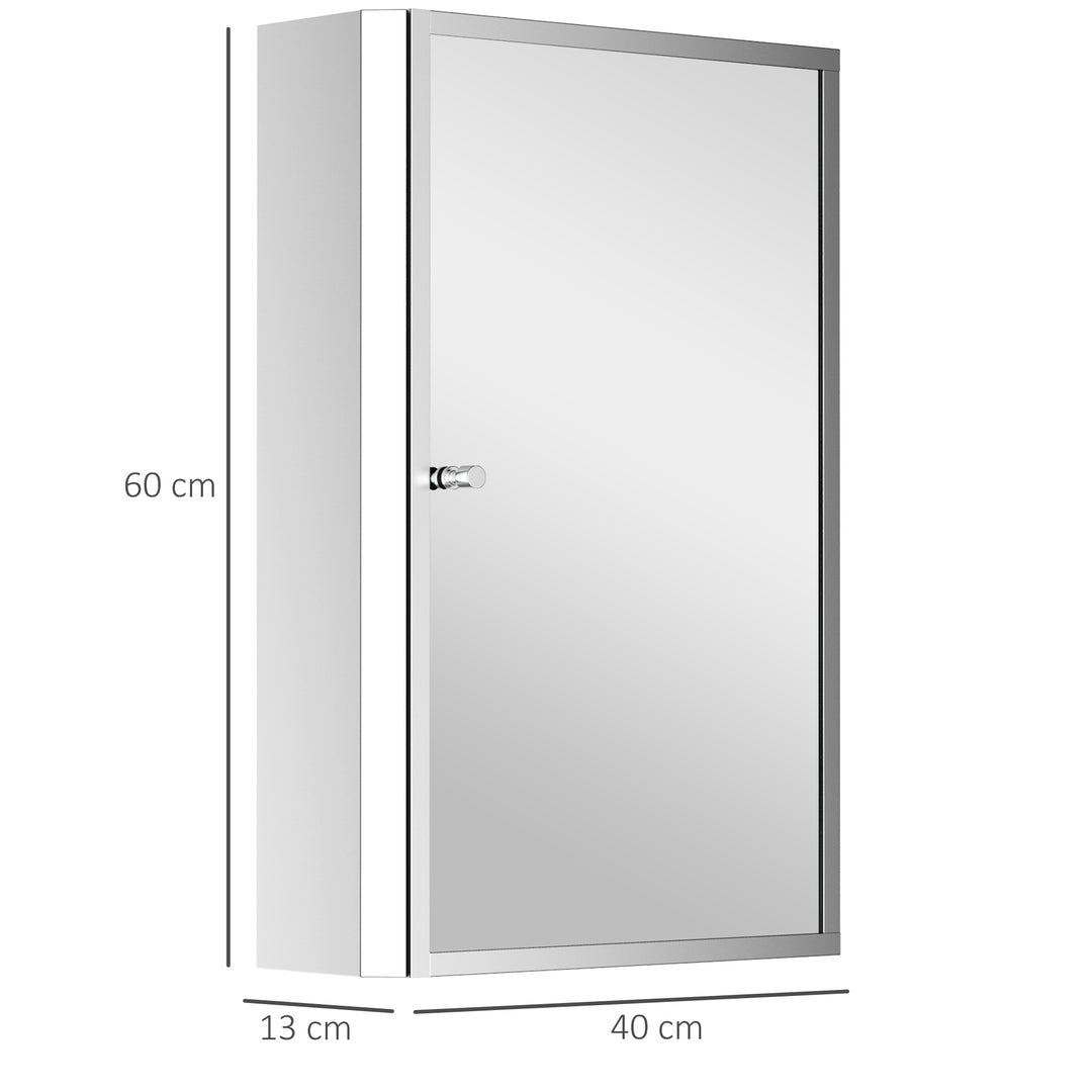 60L X 40W X 13T cm Stainless Steel Wall Mirror Cabinet-Silver