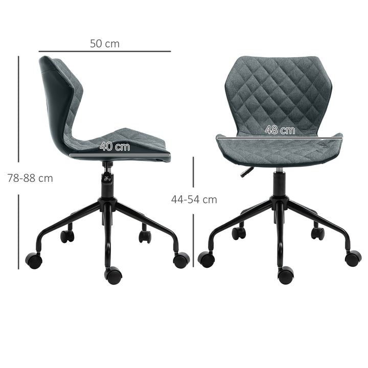 HOMCOM Swivel Chair, Home Office Computer Desk Chair With Nylon Wheels Adjustable Height Linen Grey