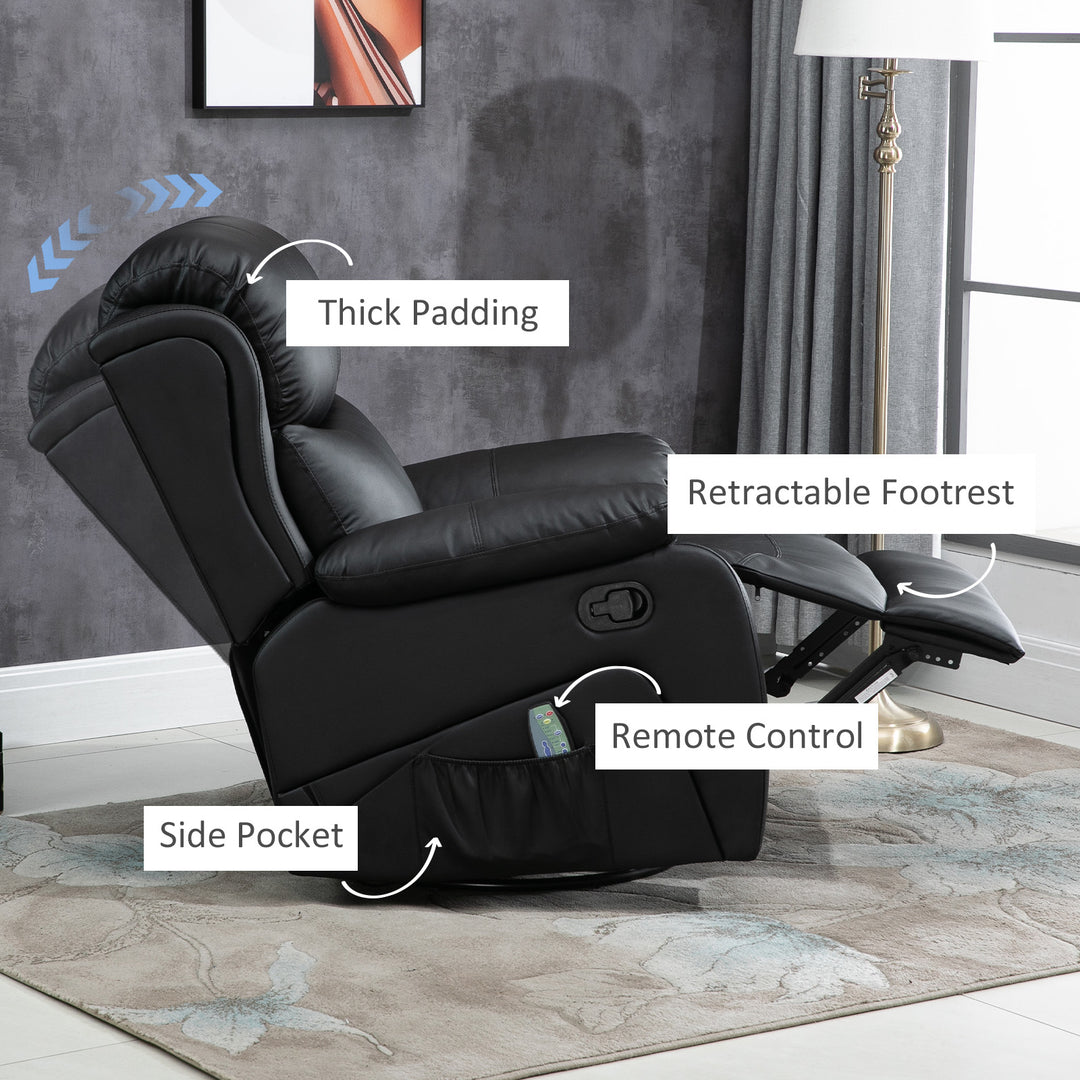 Reclining Chair with 8 Massage Points and Heat- Black