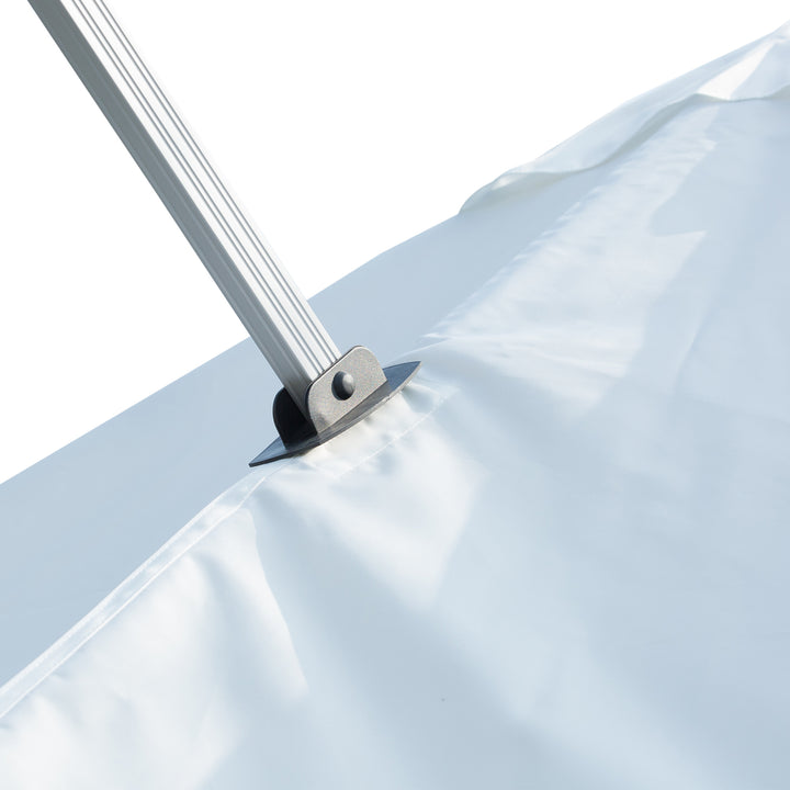 3m Cantilever Roma Parasol Aluminium Frame 360 Rotation Hanging Parasol with/ Cross Base White