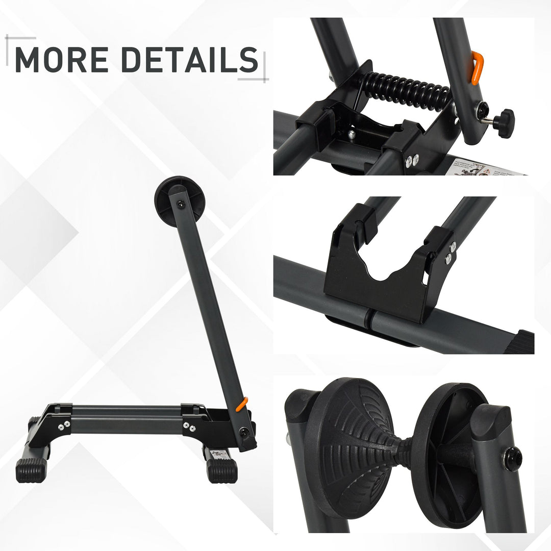 Foldable Bike Storage Stand Parking Rack Fit Max. 5.5cm Wide Wheel Metal Nylon Black