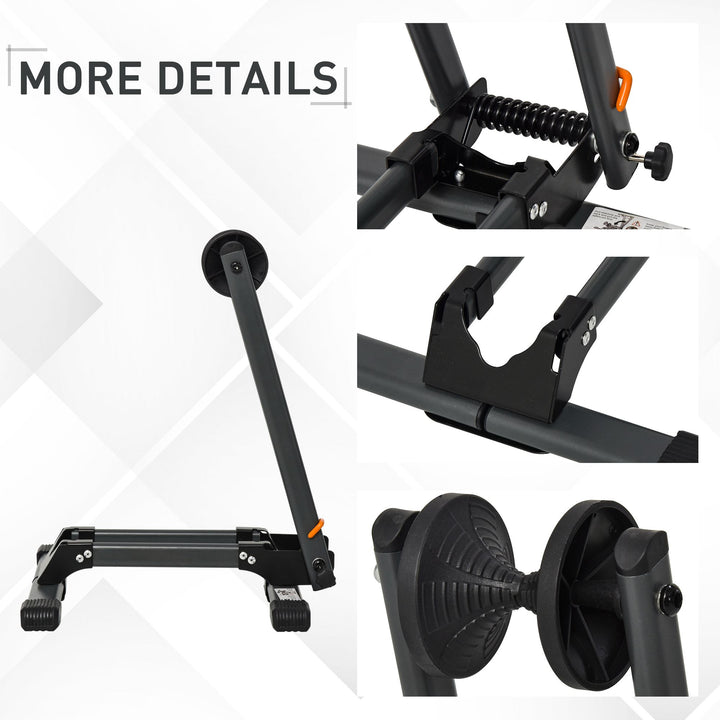 Foldable Bike Storage Stand Parking Rack Fit Max. 5.5cm Wide Wheel Metal Nylon Black