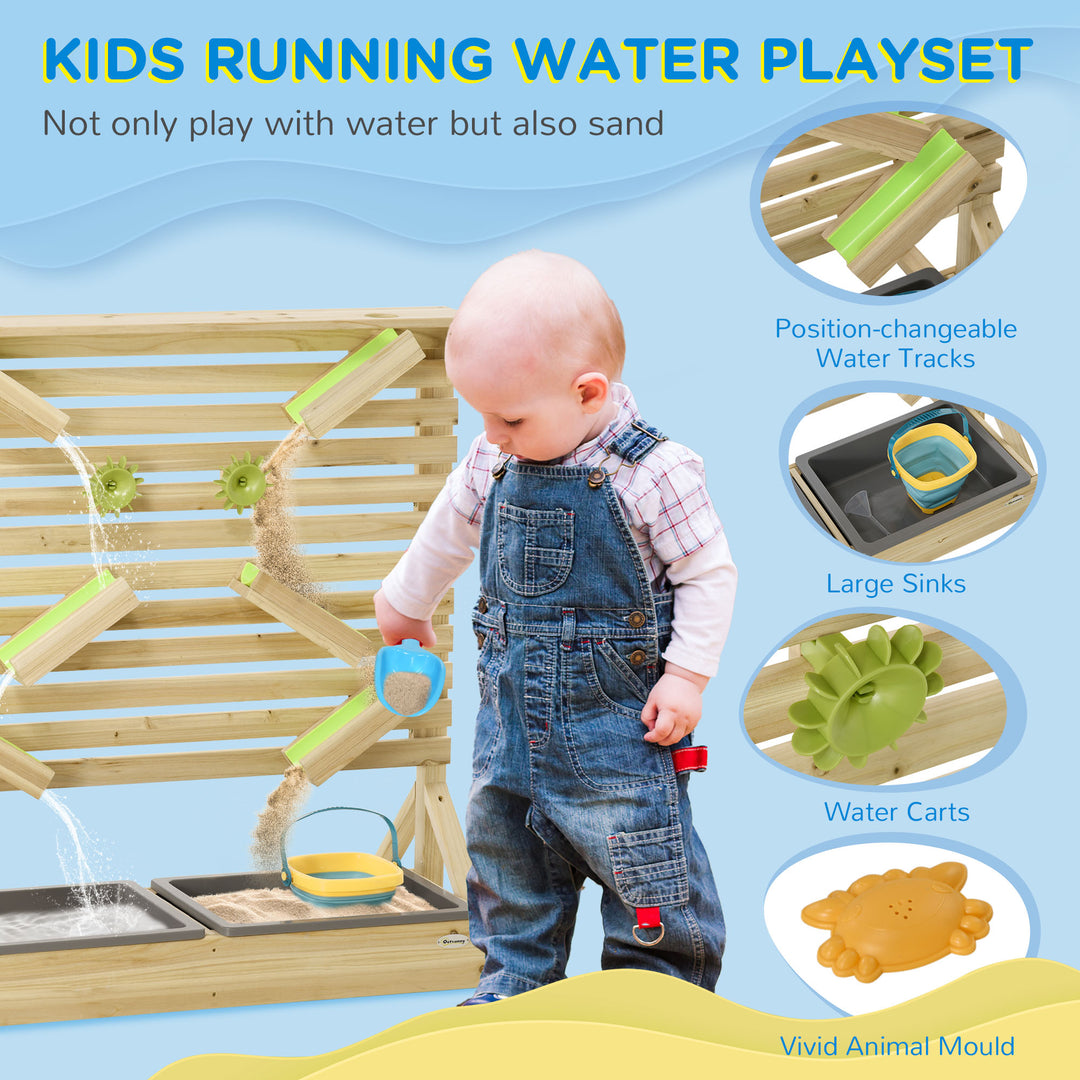 Outdoor Kids Running Water and Sand Playset, with 18 Accessories