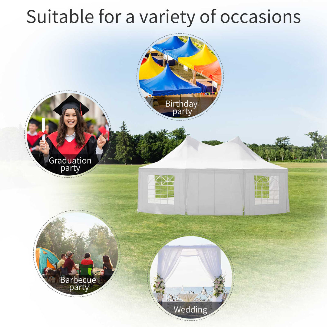 6.8m x 5m Octagonal Party Tent / Wedding Marquee-White