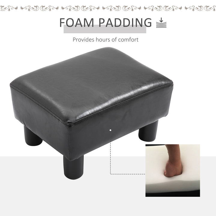 PU Leather Footstool Foot Rest Small Seat Foot Rest Chair - Black