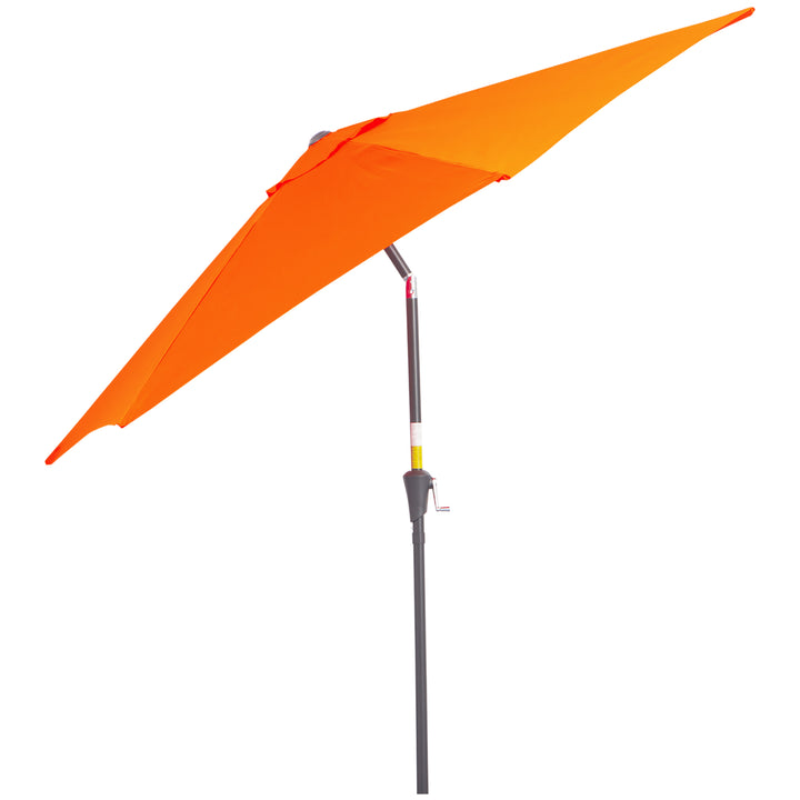 Outsunny 2.7M Patio Tilt Umbrella Sun Parasol Outdoor Garden Sun Shade Aluminium Frame with Crank（Orange）