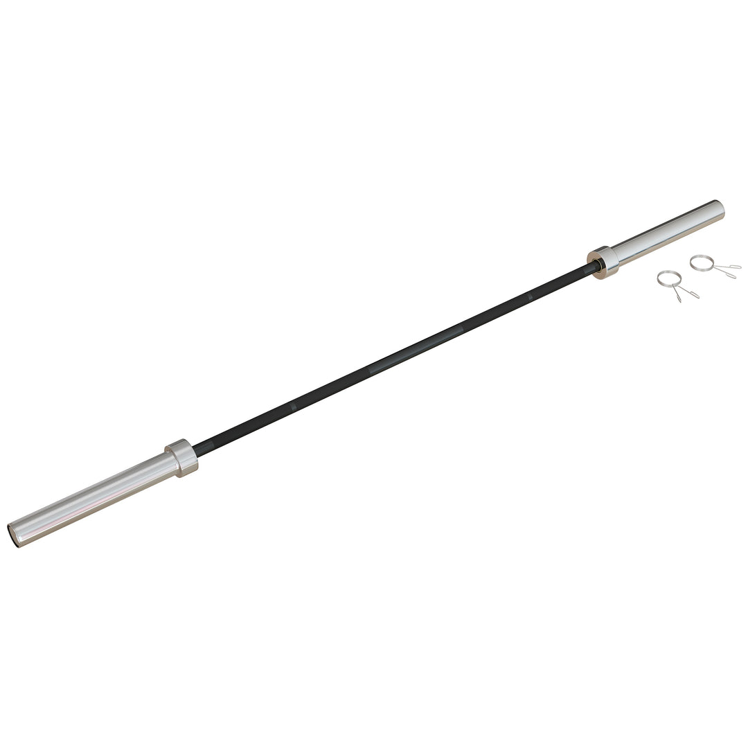 Olympic Barbell Bar for 2"/5cm Weight Plates with Spring Clips, Home Gym Weight Lifting Bar, 210cm