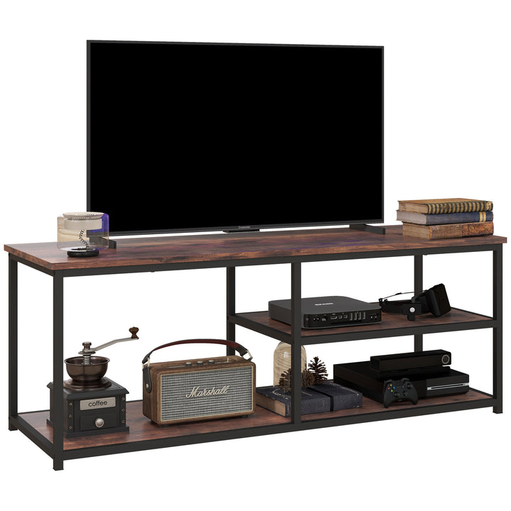 HOMCOM TV stand Industrial Style TV Cabinet With Storages 2 Shelves Metal Frame For living Room