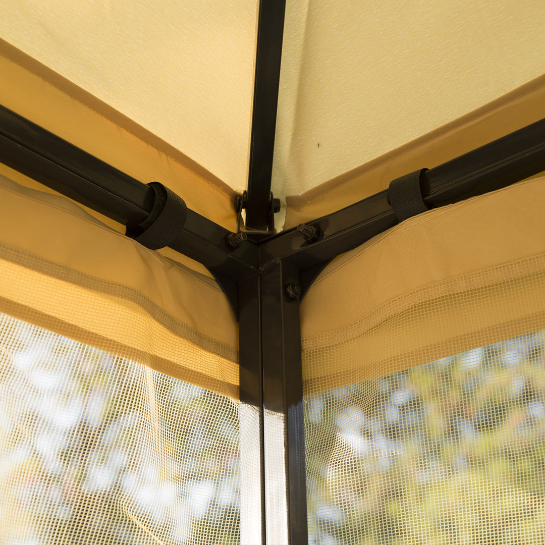 Outsunny 3x3 m Double Top Gazebo-Beige