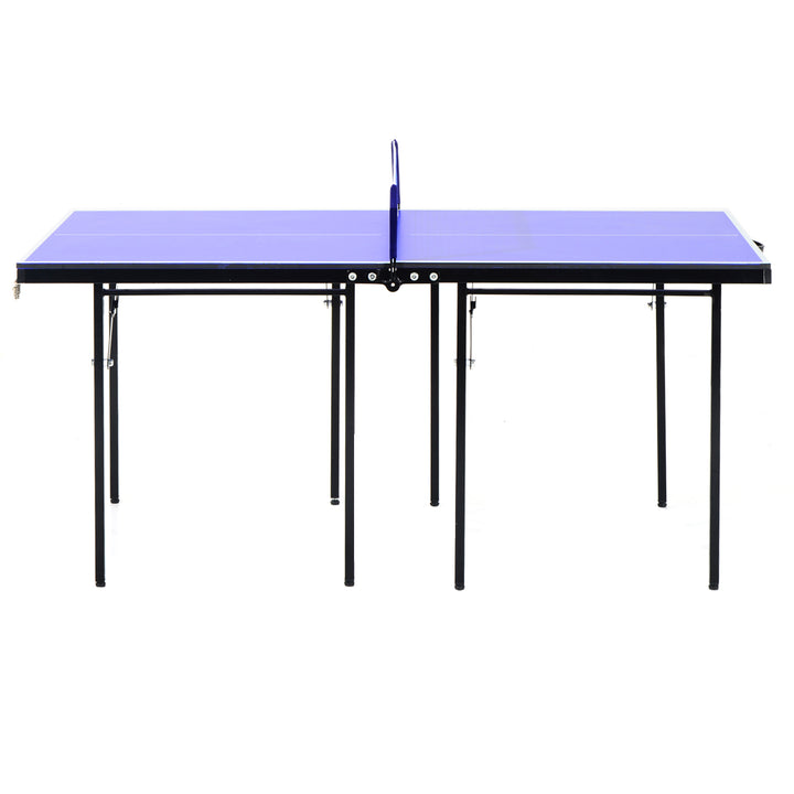 Folding Mini Compact Table Tennis Top Ping Pong Table Set Professional Net Games Sports Training Play Blue