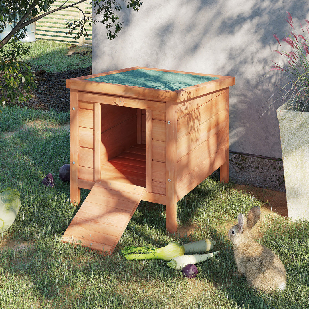 Wooden Rabbit Hutch Bunny Puppy Cage Guinea Pig Hide House Pet Habitat Small Animals Ferret 51 x 42 x 43 cm, Natural