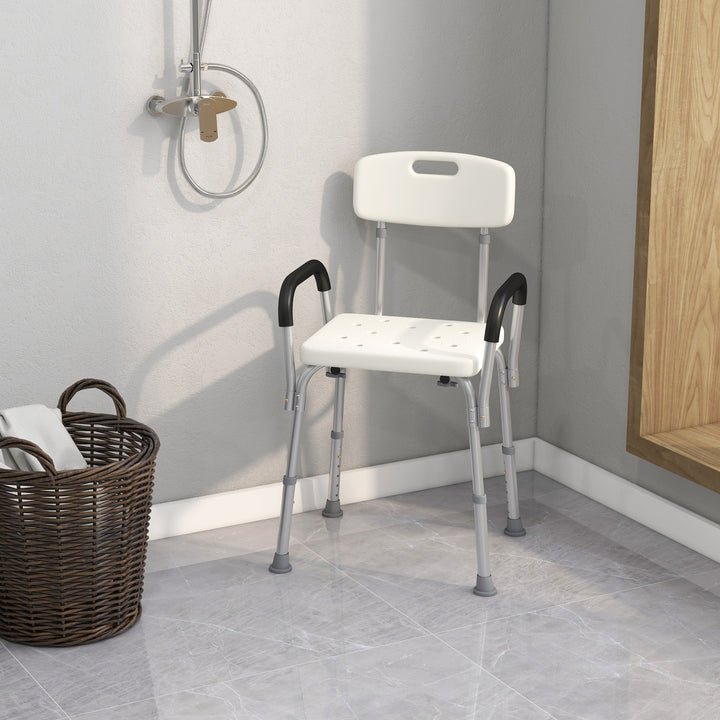 Adjustable Shower Bench with Back and Armrest