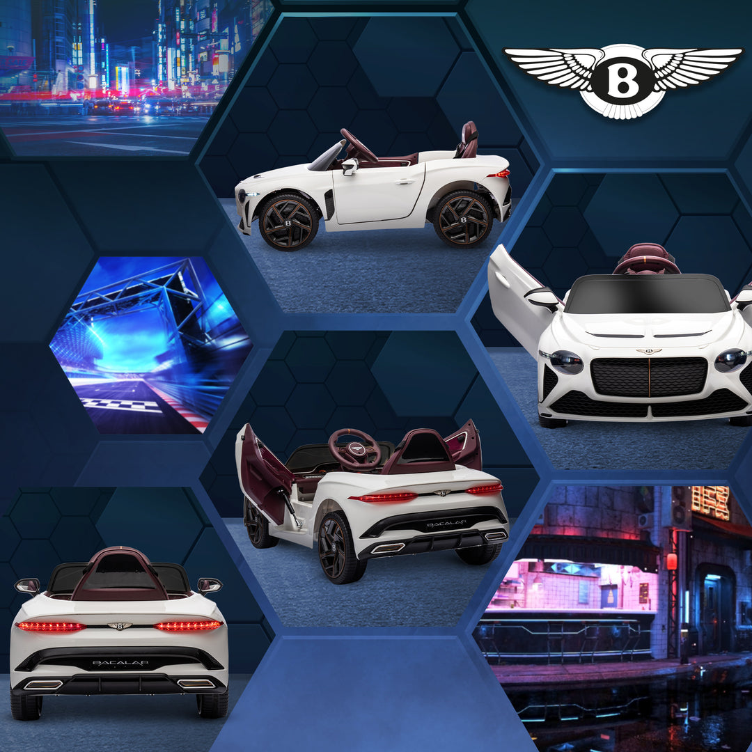 Bentley Bacalar Licensed 12V Kids Electric Ride on Car with Remote Control, Powered Electric Car with Portable Battery, Music, Horn, Lights, Suspension Wheels, for Ages 3-5 Years - White