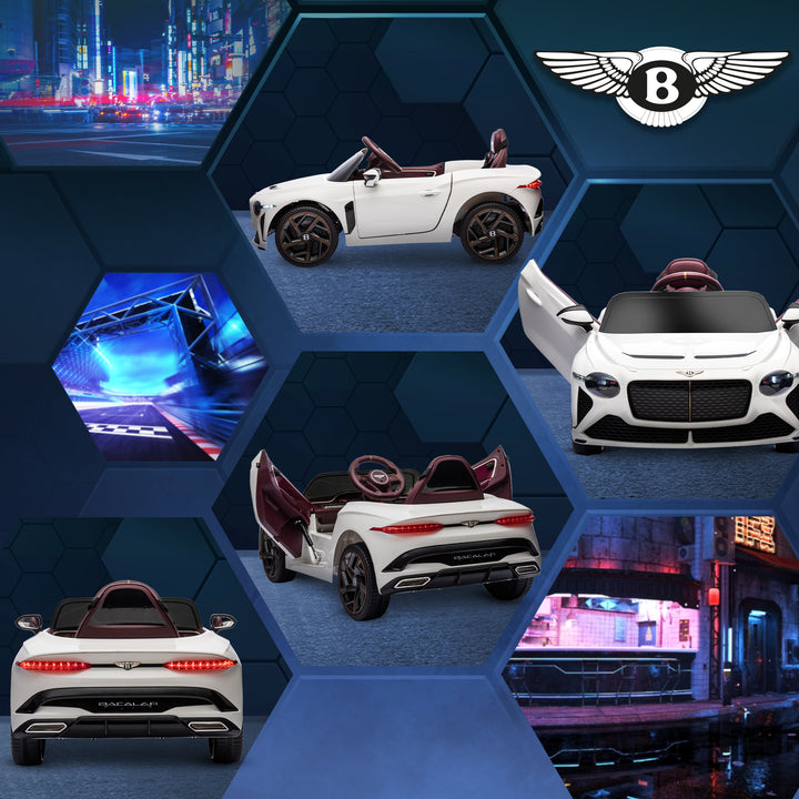 Bentley Bacalar Licensed 12V Kids Electric Ride on Car with Remote Control, Powered Electric Car with Portable Battery, Music, Horn, Lights, Suspension Wheels, for Ages 3-5 Years - White